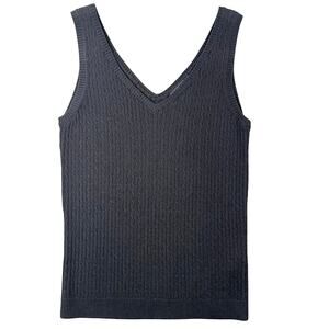 NWT Jeanne Pierre Cable Knit Sweater Vest Black Minimalist - L
